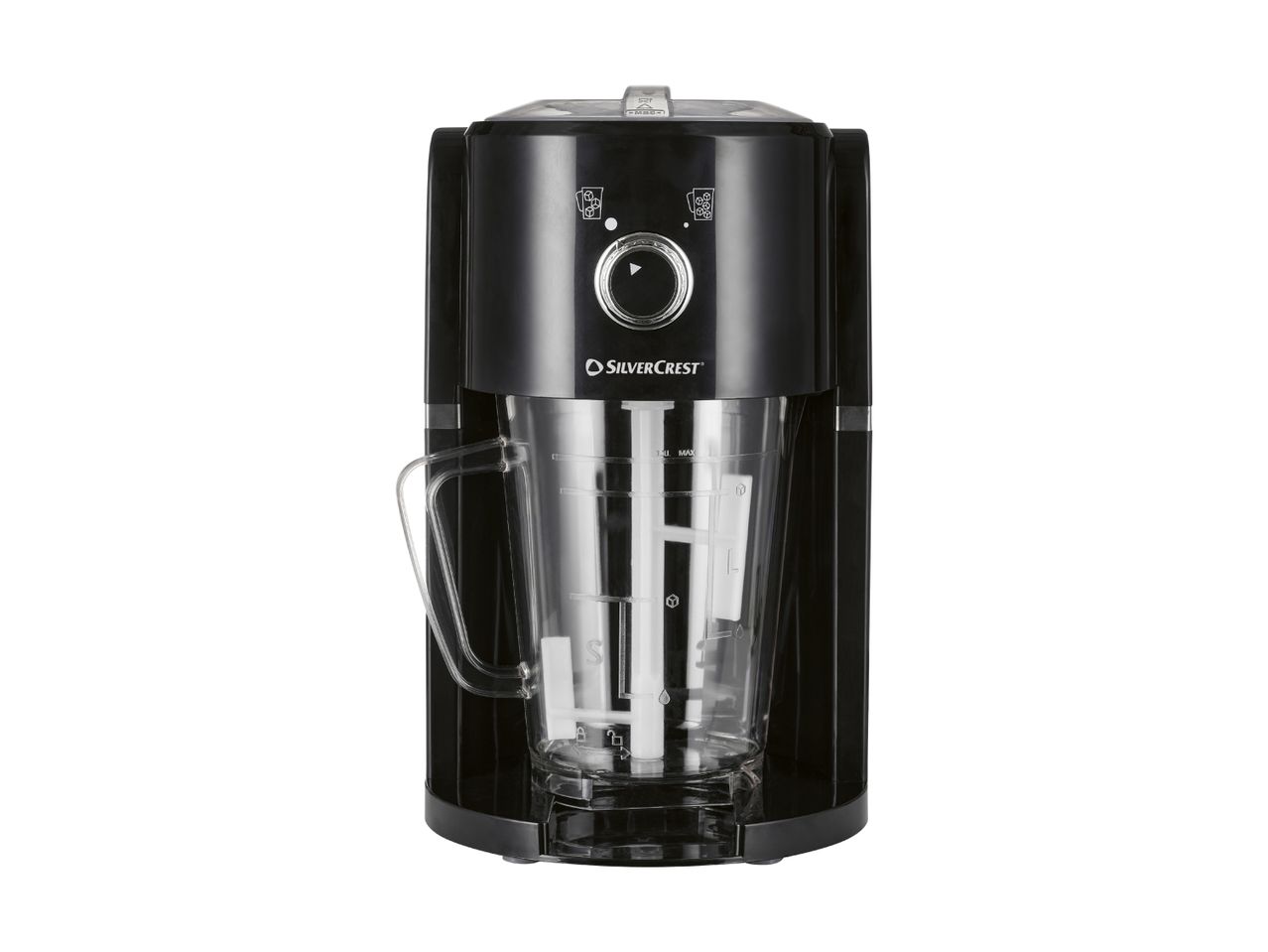 A black Cuisinart blender stands on a white background.