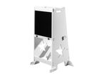 White wooden children's easel with a blackboard and star cutouts