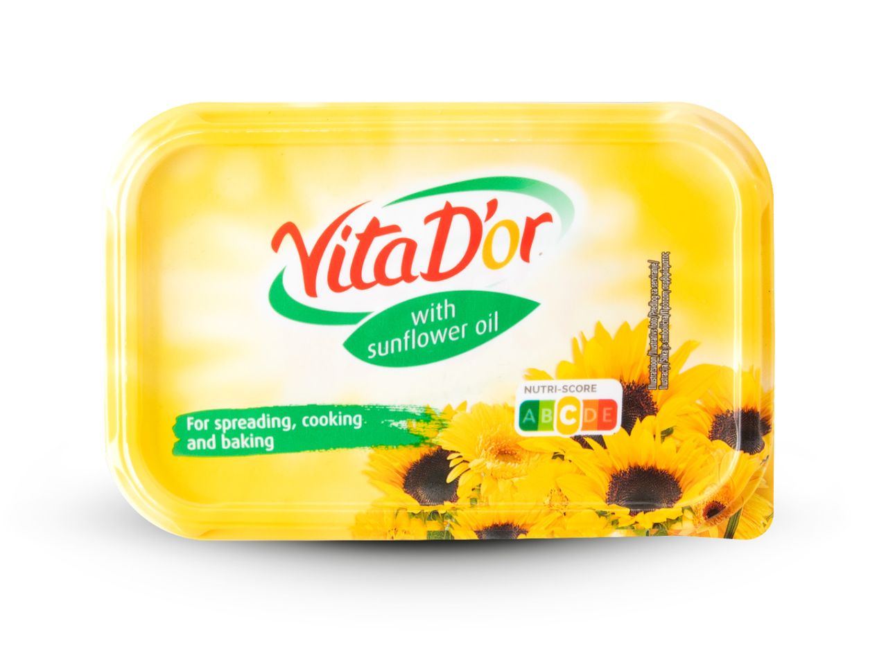 Vita D'or margarin sa suncokretovim uljem za mazanje, kuhanje i pečenje, s Nutri-Score ocjenom A.