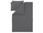 LIVARNO home Microfibre Sateen Duvet Cover Set in dark grey with geometric pattern.