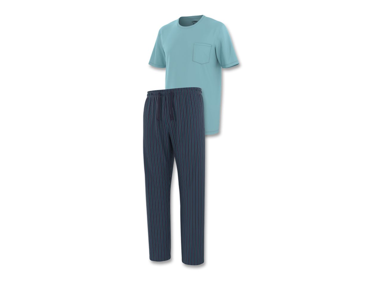 LIVERGY men's light blue t-shirt and striped pajama pants
