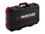 Black and red heavy-duty tool carrying case with handle and latches