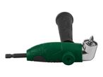 Right-angle drill attachment with a green body and black handle