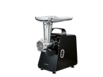A black SILVERCREST® electric mincer with a silver grinding head and tray, featuring a power button and reverse function.