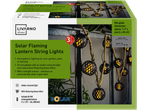 LIVARNO home Solar Flaming Lantern String Lights with amber flickering flame effect and solar panel.