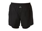 Black men's running shorts with an elastic waistband and a reflective logo.