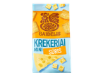 Gaidelis Mini Krekeriai su sūriu pakuotė, su krekeriais ir sūriu.