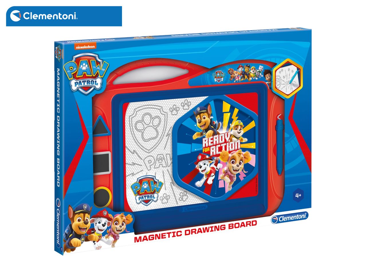 Magnetic drawing board featuring popular cartoon characters, with a red and blue design.