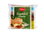 Brânză feliată Milbona pentru sandvișuri, 10 felii, ambalaj de 200g cu imagine de sandviș