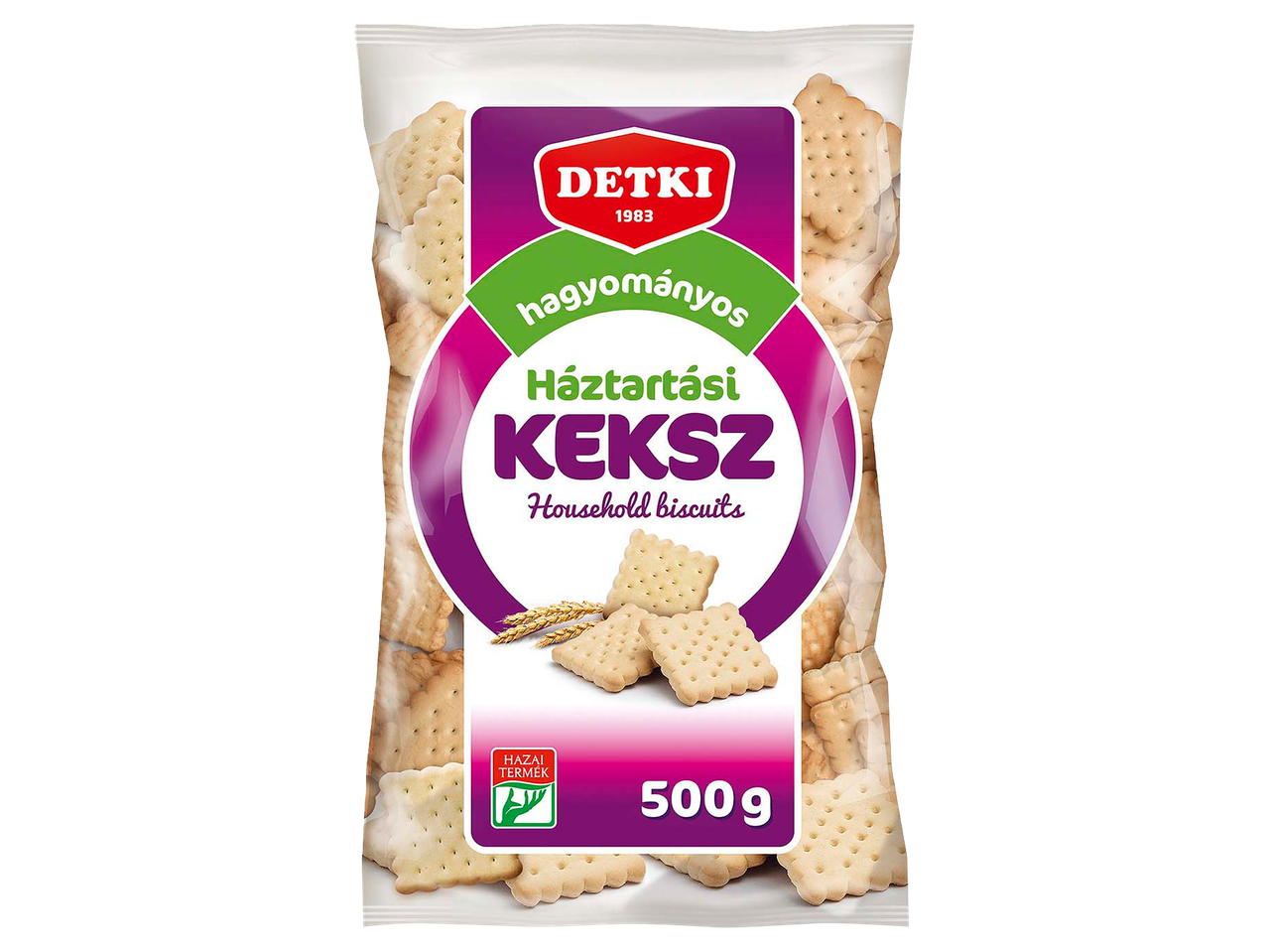 500 grammos hagyományos háztartási keksz csomagolásban.