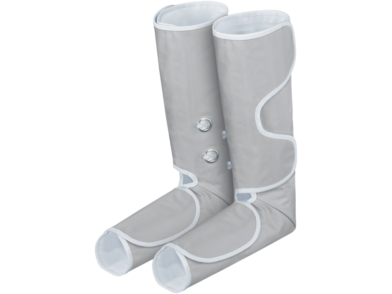 SANITAS SFM 90 venų masažo aparatas, šviesiai pilki kompresiniai batai.