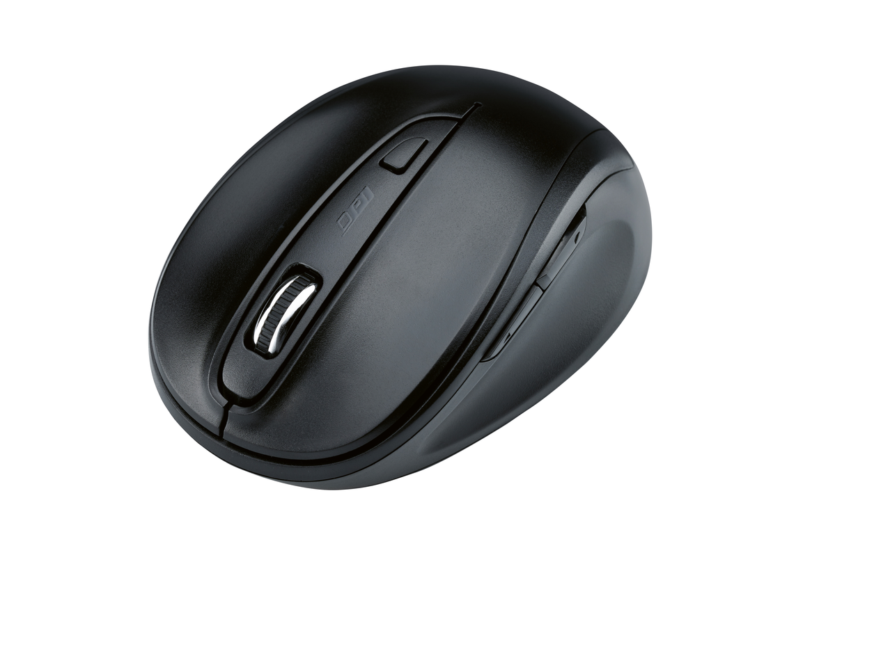 Rato sem fios Tronic® em preto com botão DPI e roda de scroll.