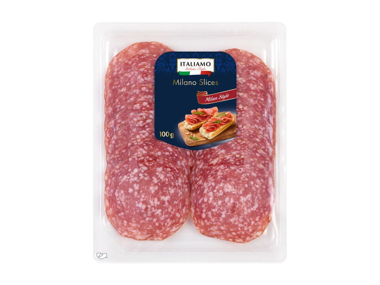 Paket narezanih salam Milano znamke Italiamo.