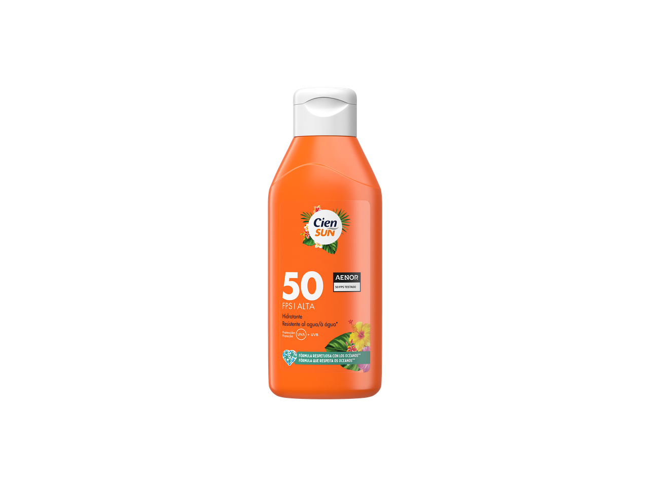 Cien SUN SPF 50 protetor solar hidratante de alta proteção, resistente à água, fórmula amiga do oceano