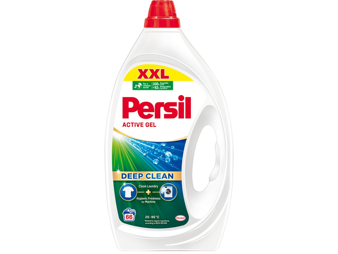 Бутилка перилен препарат Persil Active Gel XXL за дълбоко почистване и хигиена.