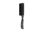 Black hairbrush with boar bristles and a curved handle
