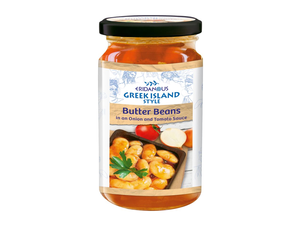 Eridanous Greek Island Style Butter Beans in an Onion and Tomato Sauce jar
