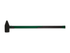 Ein schwarzer Vorschlaghammer mit grünem Griff auf schwarzem Hintergrund.