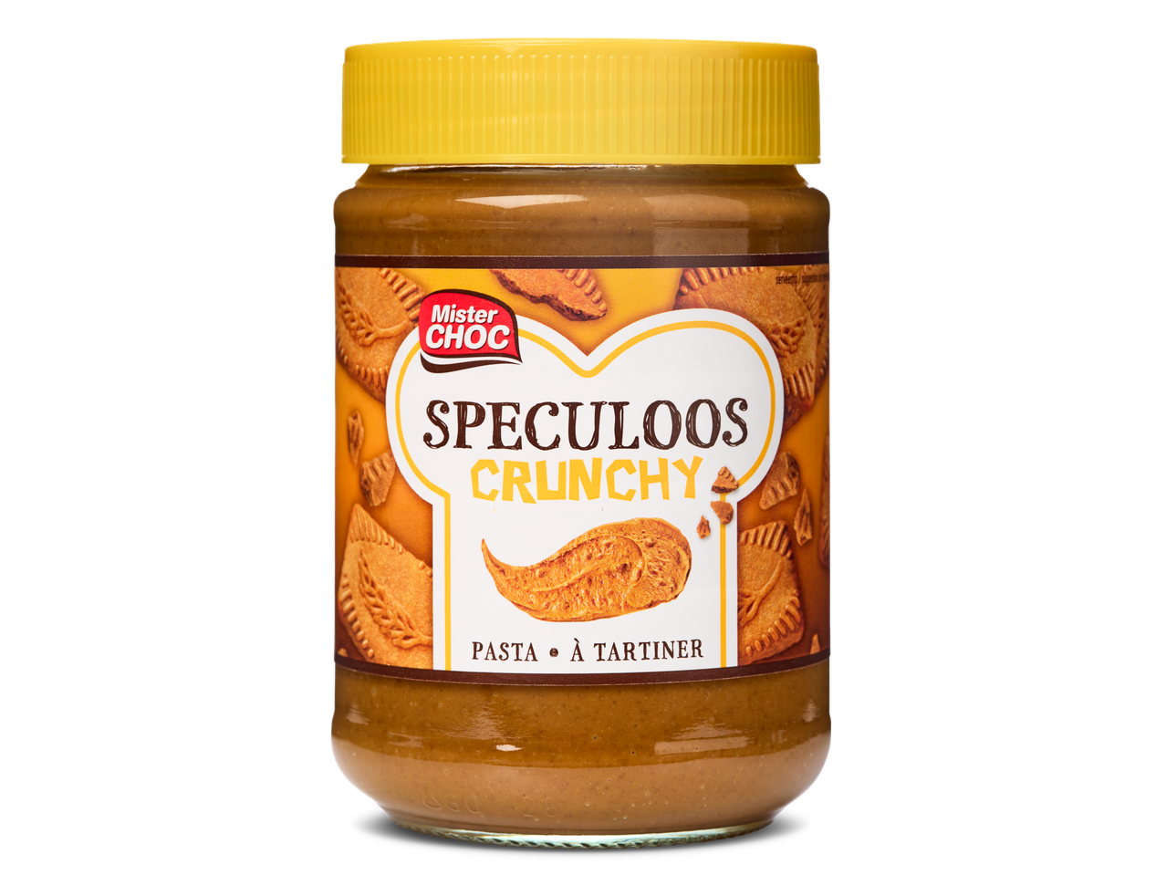 Mister Choc Speculoos Crunchy pasta:  een pot speculoospasta.