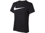 Črna Nike majica z velikim belim logom.