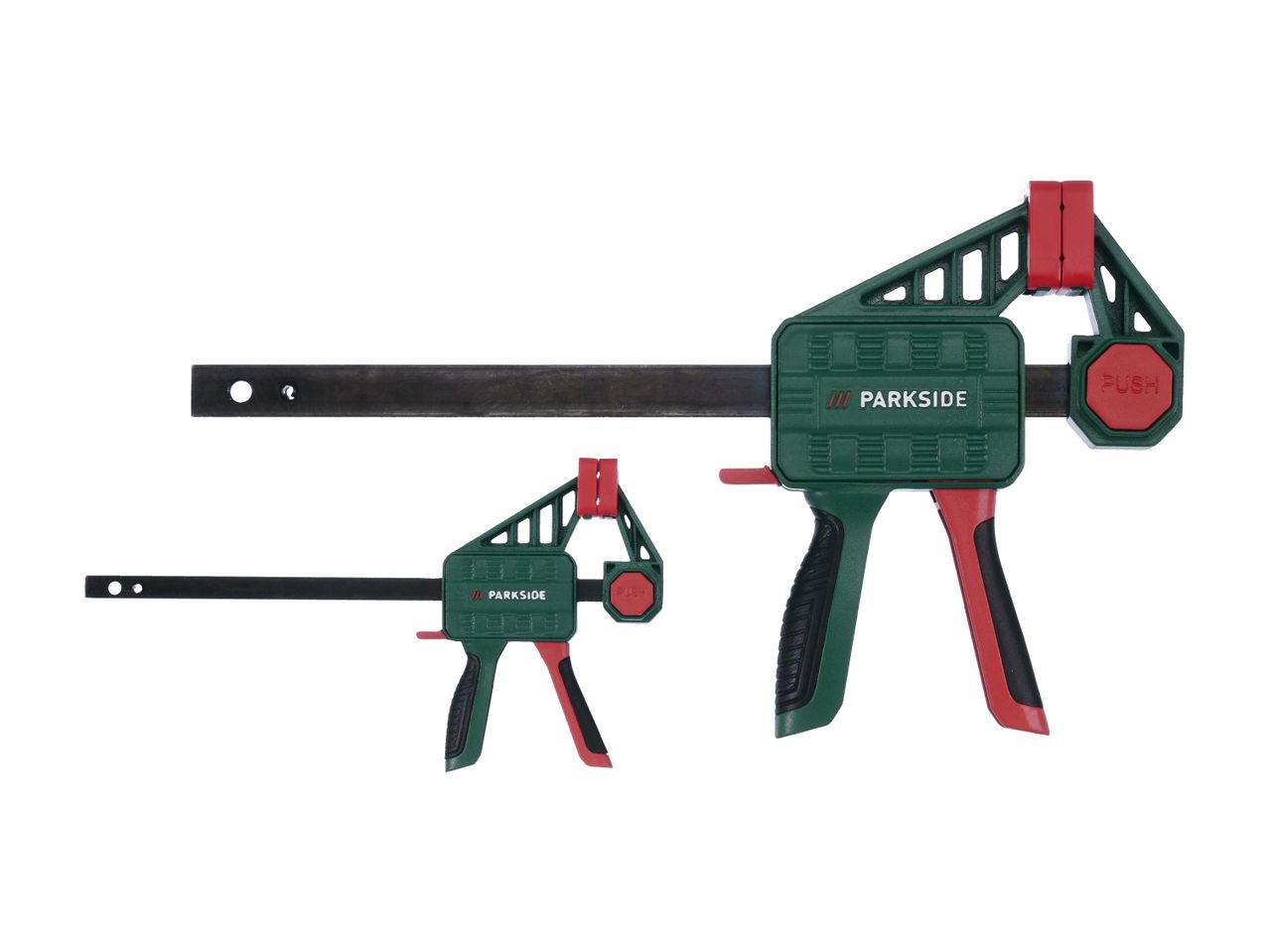 Bessey parallel clamps, two sizes shown.