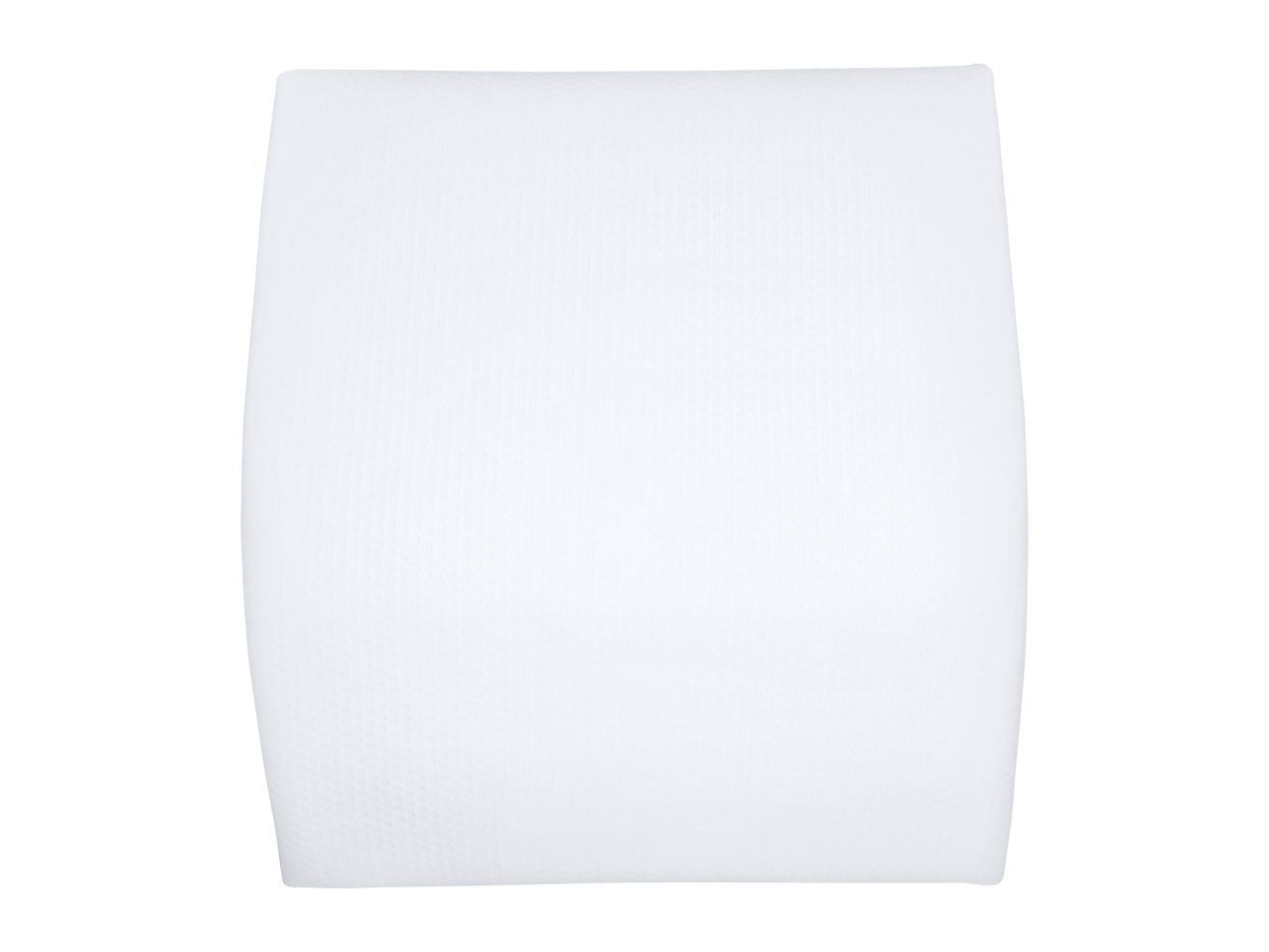 White rectangular lumbar support cushion with a textured surface.