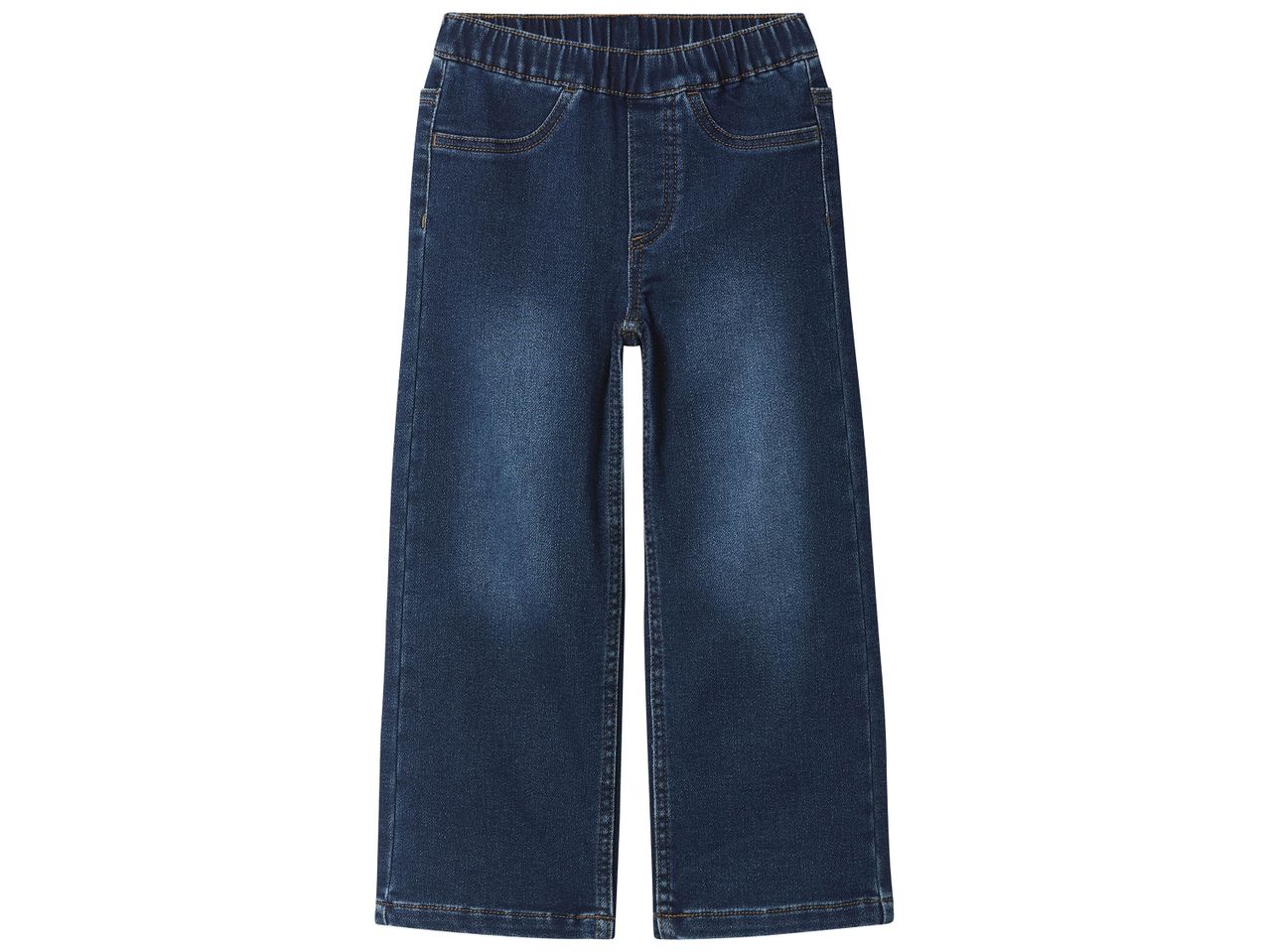 Jean large bleu foncé pour enfant avec taille élastique.