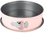 A pink SilverCrest springform cake pan with a removable bottom.