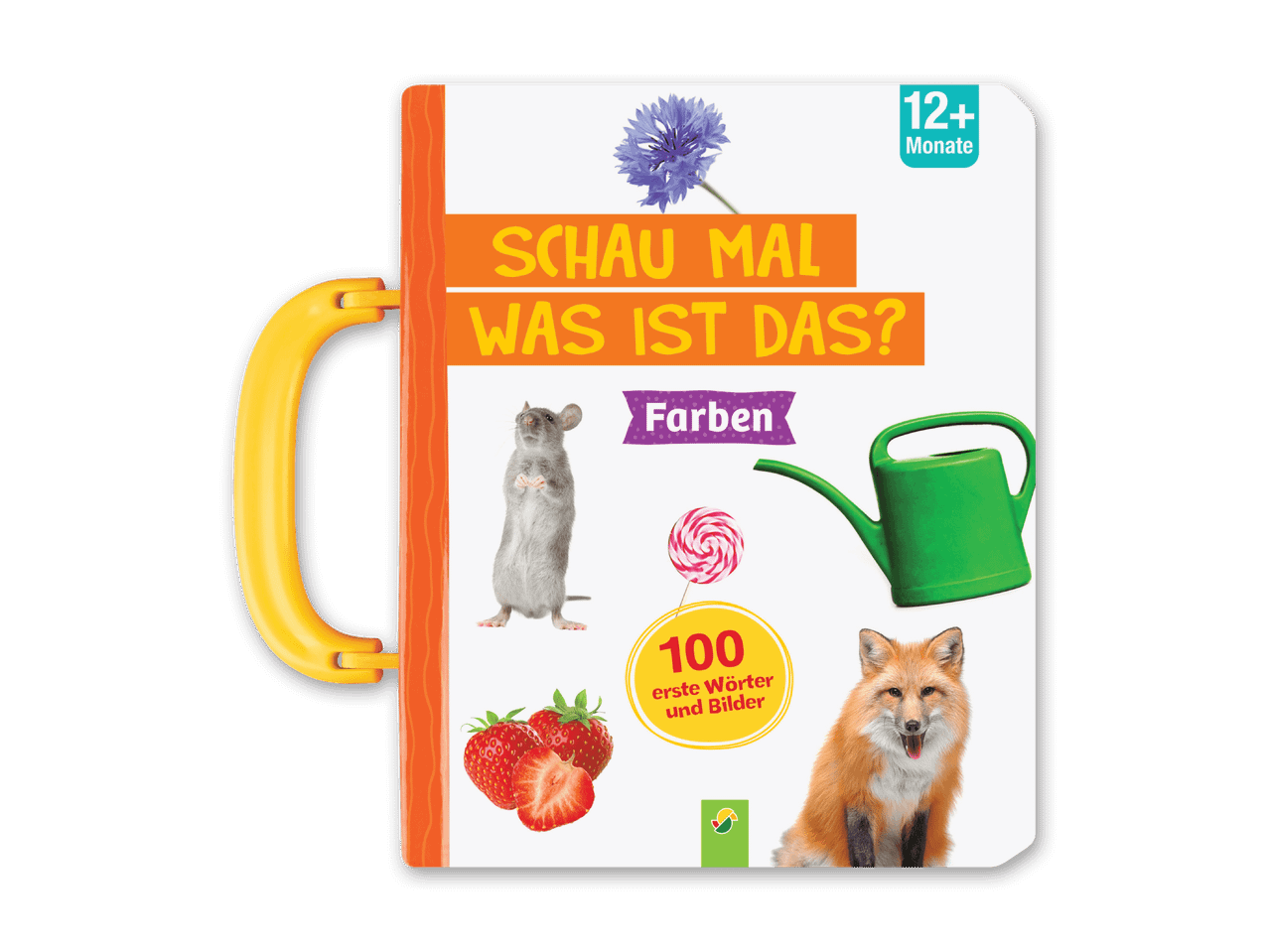 Kinderbuch „Schau mal, was ist das? Farben“ mit Bildern von Tieren und Gegenständen.