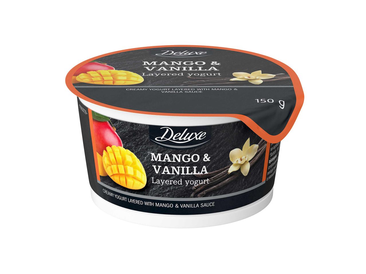 Delux mangó és vanília ízesítésű joghurt.