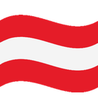 Wellenförmige Flagge Österreichs mit roten und weißen Streifen.