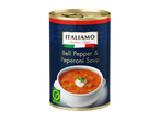 Кутия супа Italian с чушки и пеперони, вегетарианска, с купа супа.