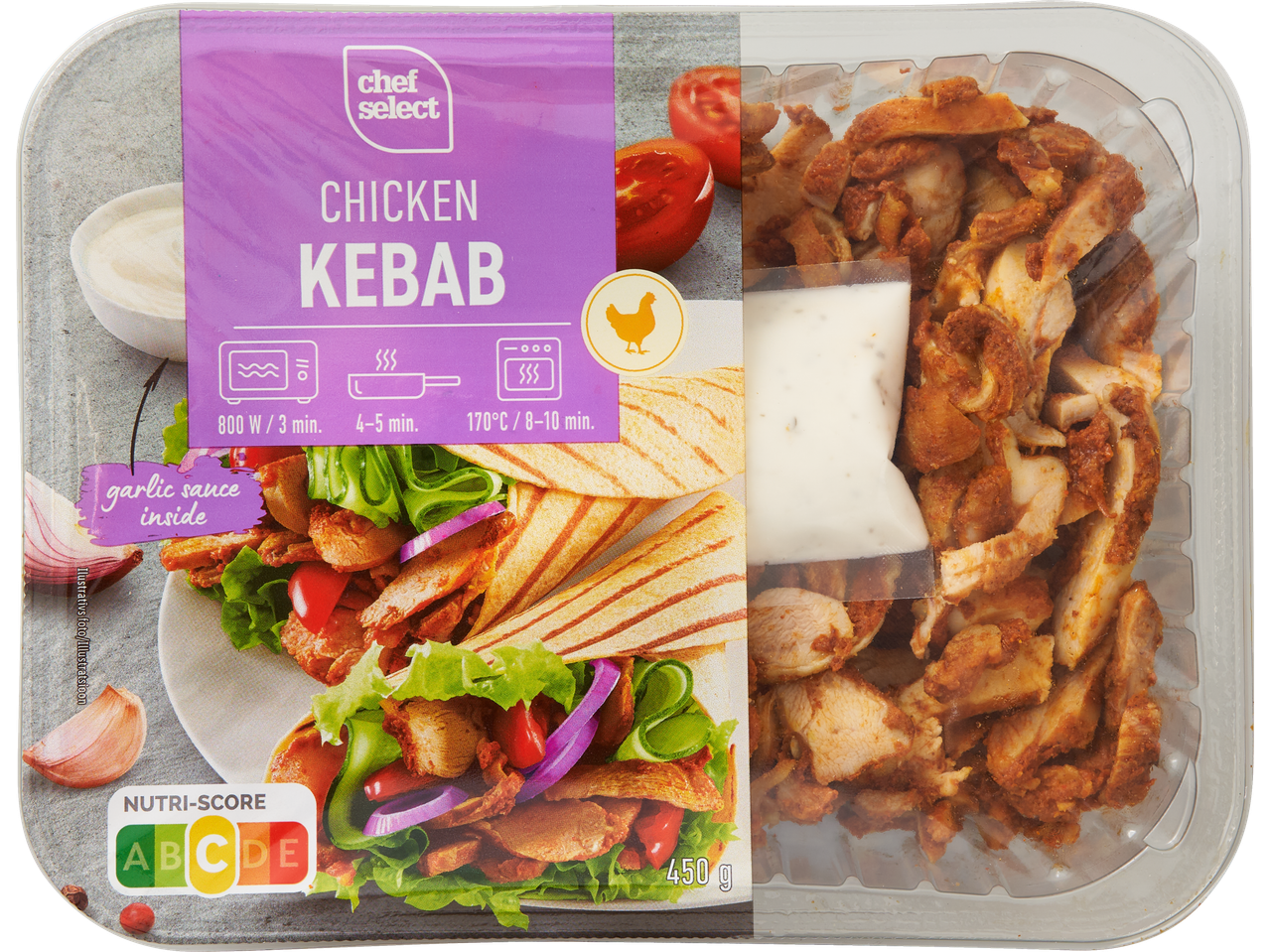CHEF SELECT vistas kebabs ar ķiploku mērci, 450g, Nutri-Score A.