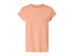 Plain peach-colored short-sleeved t-shirt with rolled cuffs