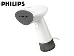 A Philips handheld garment steamer, white with gray accents, is shown against a white background.