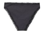 Black ribbed cotton briefs with delicate lace trim.