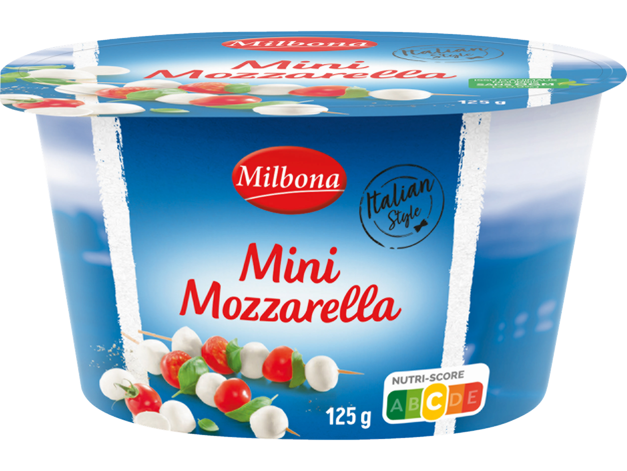 Milbona Mini Mozzarella avec tomates et basilic, 125g, Nutri-score A-E