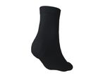 Single black ankle sock, shown upright with the heel facing left.
