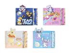 Fire notesæt med spiralryg, med motiver af Paw Patrol, Peter Plys og Stitch & Angel.