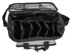 Sac Topmove® pour machine à coudre/tricot avec couvercle ouvert et compartiments