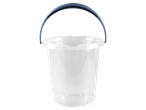 Transparante W5 emmer met blauw handvat
