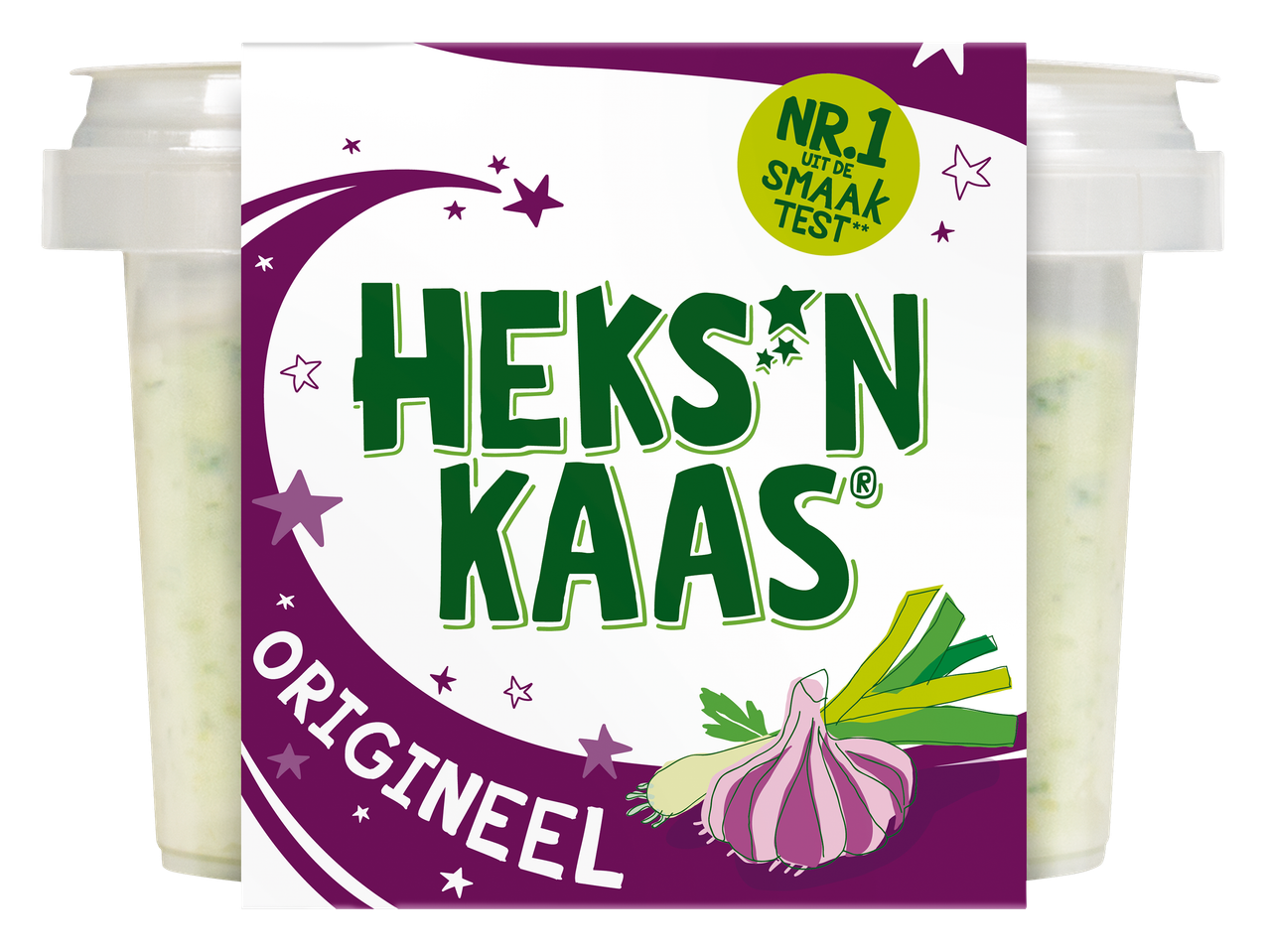 Een verpakking van originele smeerdip met roomkaas, verse kruiden, knoflook en prei.