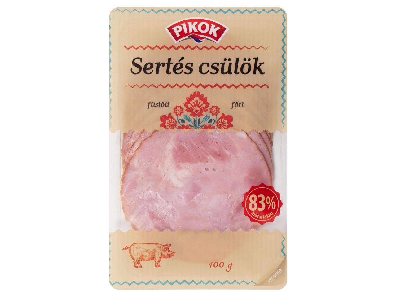 Pikok sertés csülök szeletelt sonka, 100g.
