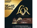 Capsules de café L'OR Espresso Forza, 35+15 offertes, compatibles Nespresso.
