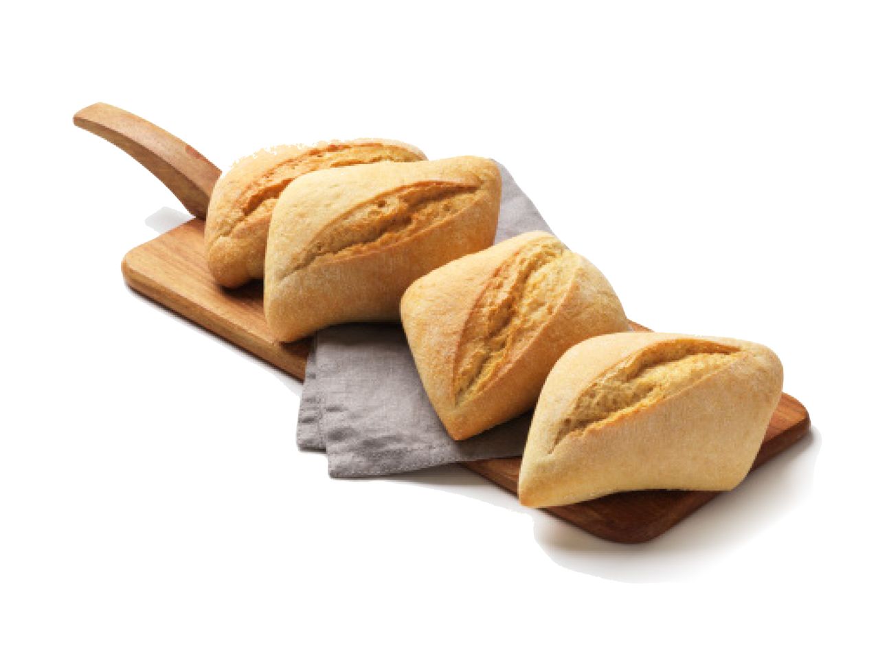 Färska bullar på en träbräda.