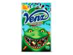 Verpakking met krokodillen en krokante vlokken in de smaken puur en vanille.