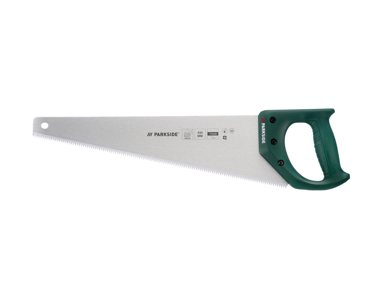 Parkside wood saw: sturdy blade, ergonomic handle.