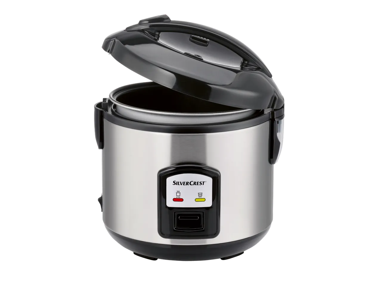 Cuisinière à riz SilverCrest, couvercle ouvert.