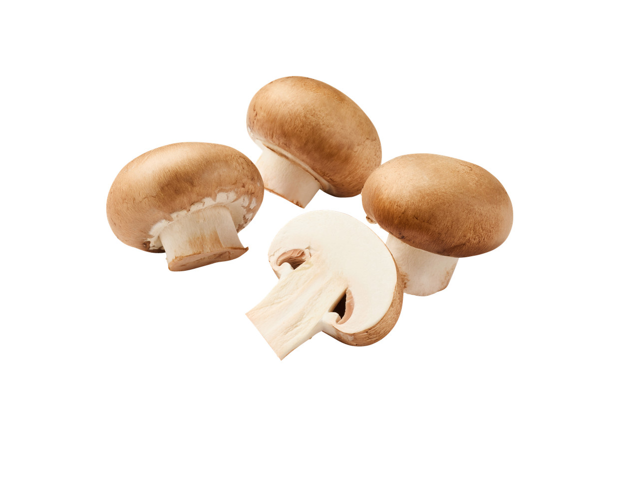 Bruine champignons, één gesneden, klaar om te koken.
