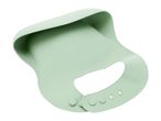 Light green silicone baby bib with a food-catching pocket